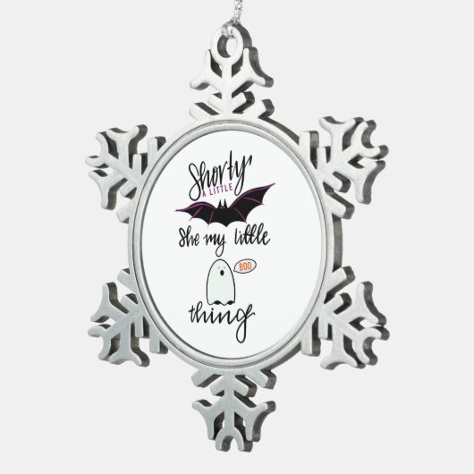 Shorty Batty Funny Retro Schneeflocken Zinn-Ornament (Rechts)