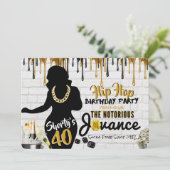 Shorty's 40| 90's Hip Hop Birthday Tropfen Foto Einladung (Stehend Vorderseite)