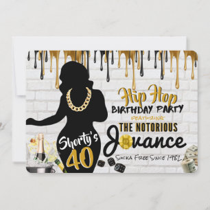 Shorty's 40 90's Hip Hop Birthday Tropfen Foto Einladung