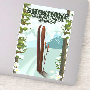 Shoshone National Forest Skireiseplakat Aufkleber