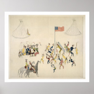 Shoshonetanz nahm herein nur durch Männer teil Poster