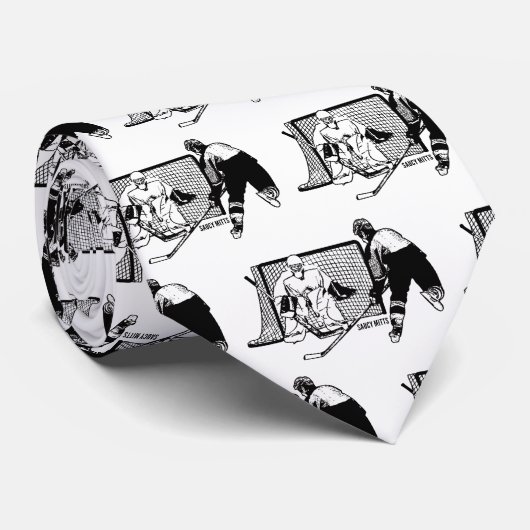 Shot auf der Net Hockey Sketch Krawatte (Gerollt)