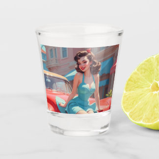 Shot Glass Brünette Button-Up Girl Schnapsglas
