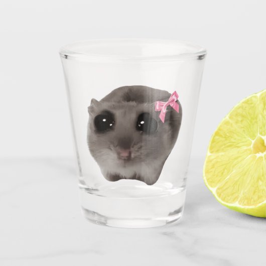 Shot Glass Coquette Sad Hamster Meme Schnapsglas (Vorderseite)