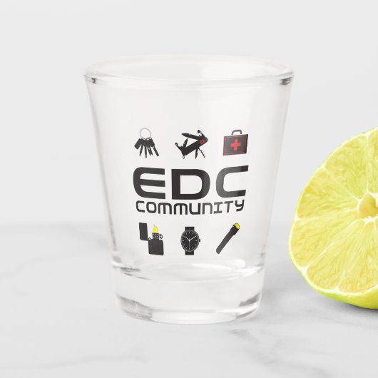 Shot Glass - EDCC-Logo in schwarz mit Farben Schnapsglas (Vorderseite)