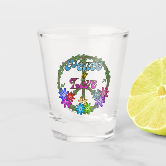 Shot Glass - Frieden und Liebe Schnapsglas (Vorderseite)