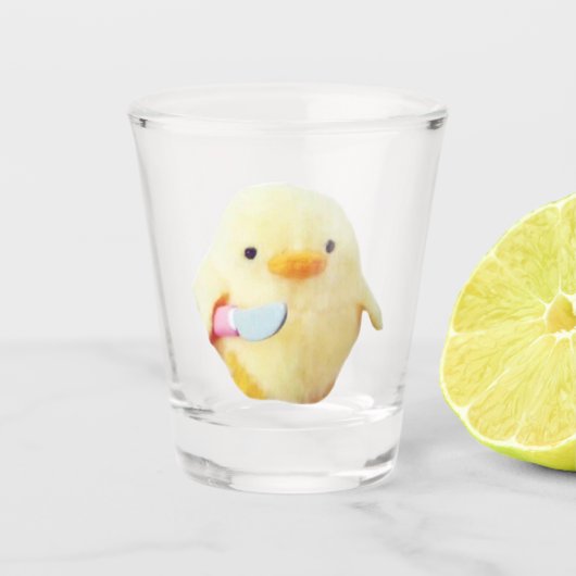 Shot Glass Knife Duck Plush Meme Schnapsglas (Vorderseite)