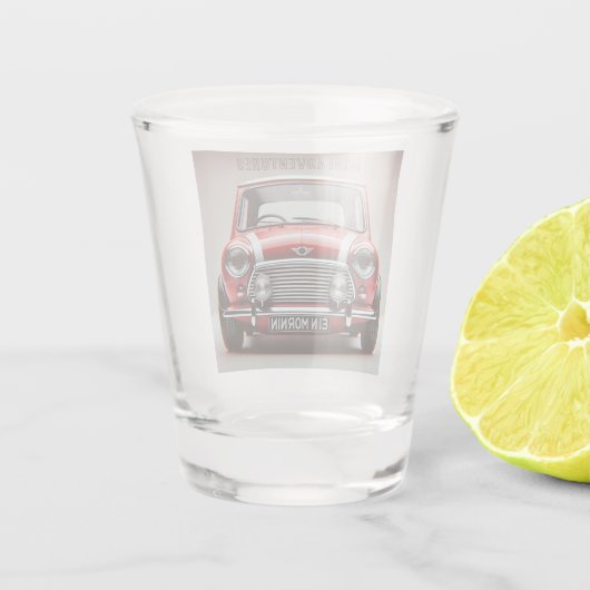 Shot glass Mini Cooper "Mini adventures" Schnapsglas (Rückseite)