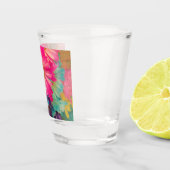 Shot Glasses - Pink Blue Lila Daisies Schnapsglas (Rechts)