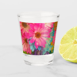 Shot Glasses - Pink Blue Lila Daisies Schnapsglas