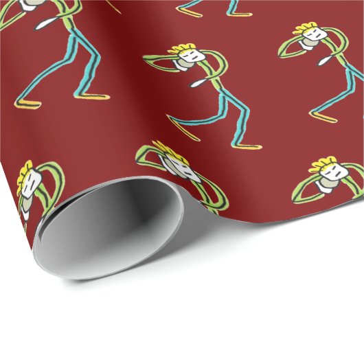 Shot Put Stickman Geschenkpapier (Rolleneckpunkt)