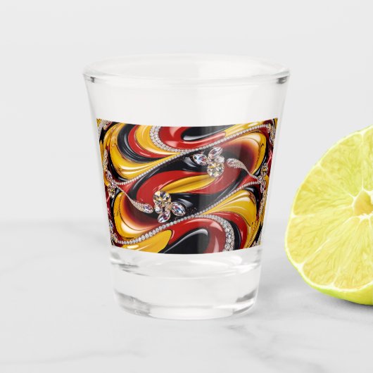 Shotglas mit belgischen Farben Schnapsglas (Vorderseite)