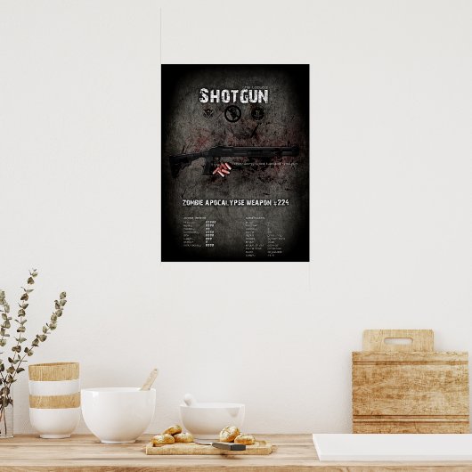 Shotgun Poster - Zombie Apokalypse Defense QC (Küche)