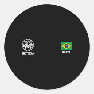 Shotokan Brazil Karate Brazilian Flag Dojo Tiger Runder Aufkleber