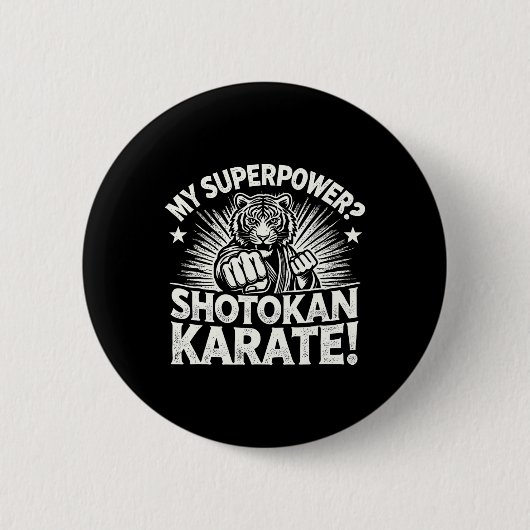 Shotokan Karate Fighter Martial Arts Tiger Funny K Button (Vorderseite)