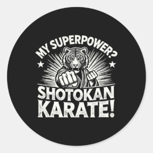 Shotokan Karate Kämpfer Kampfsport Tiger Lustig K Runder Aufkleber