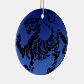 Shotokan schwarzer u. blauer Tiger Keramikornament (Rechts)