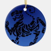 Shotokan schwarzer u. blauer Tiger Keramikornament (Vorne)