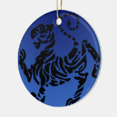 Shotokan schwarzer u. blauer Tiger Keramikornament (Links)