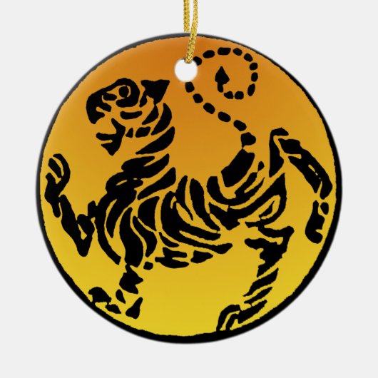 Shotokan Tiger - Gold Keramikornament (Vorne)