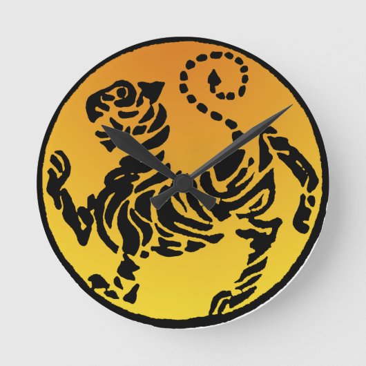 Shotokan Tiger - Gold Runde Wanduhr (Vorderseite)