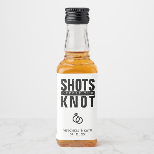 Shots vor dem Knoten-Junggeselinnen-Abschied Alkoholflaschenetikett (Vorderseite)