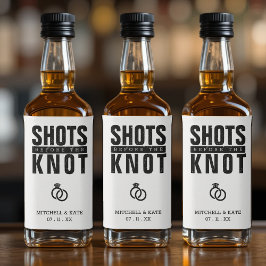 Shots vor dem Knoten-Junggeselinnen-Abschied Alkoholflaschenetikett