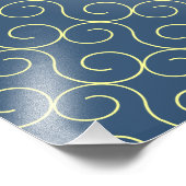 Shou Chinese Longevity Symbol - Blau und Gelb Fotodruck (Ecke)