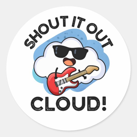 Shout Cloud Funny Music Puff Runder Aufkleber (Vorderseite)