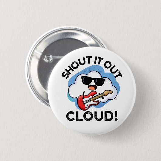 Shout Cloud Funny Music Weather Puff Button (Vorne & Hinten)