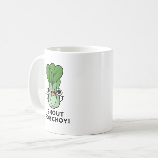 Shout for Choy Funny Veggie Bok Choy Pub Kaffeetasse (Vorderseite Links)