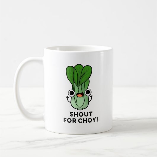 Shout for Choy Funny Veggie Bok Choy Pub Kaffeetasse (Links)