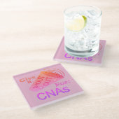 Shout for CNAs Glass Untersetzer (Schrägansicht)
