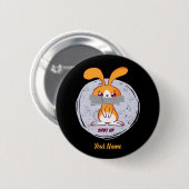 Shout Rabbit Funny Sarcastic Comic Design Button (Vorne & Hinten)
