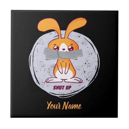 Shout Rabbit Funny Sarcastic Comic Design Fliese (Vorderseite)