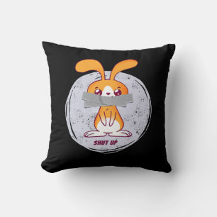 Shout Rabbit Funny Sarcastic Comic Design Kissen