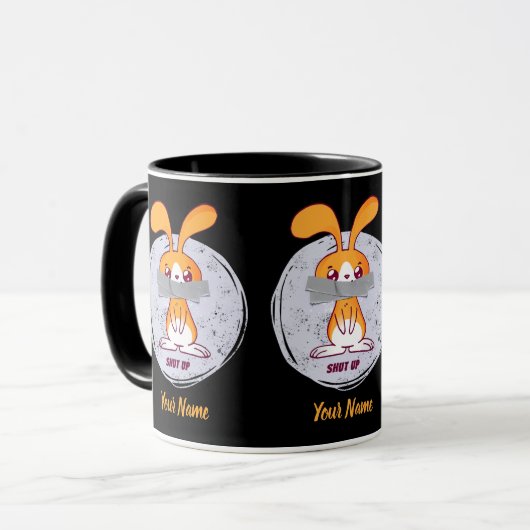 Shout Rabbit Funny Sarcastic Comic Design Tasse (Vorderseite Links)