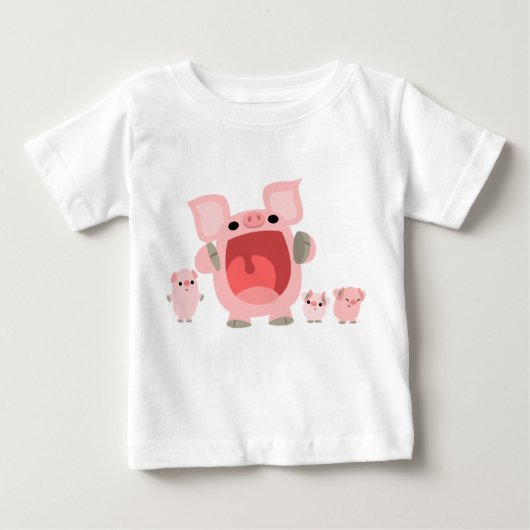 Shouting Cartoon Schweine Baby T - Shirt (Vorderseite)