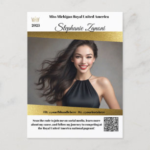 Show Autogrammkarte Gold Glanz   QR Code Postkarte
