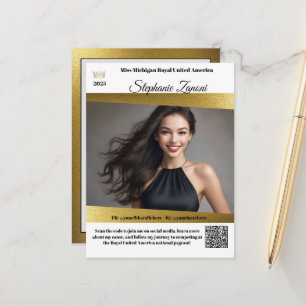 Show Autogrammkarte Gold Glanz QR Code Postkarte