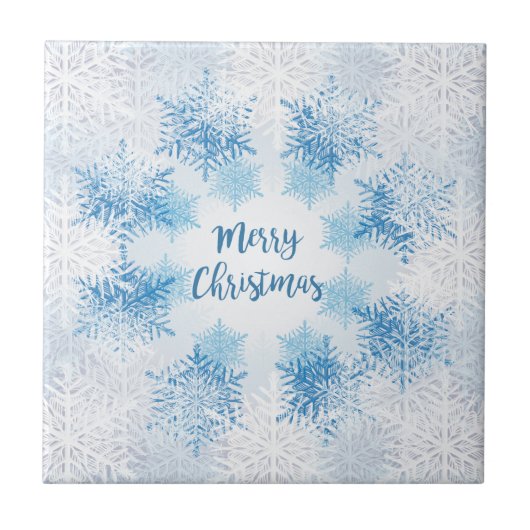 SHOW FLAKES PATTERN Frohe Weihnachten Fliese (Vorderseite)