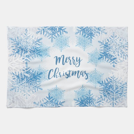 SHOW FLAKES PATTERN Frohe Weihnachten Handtuch (Horizontal)
