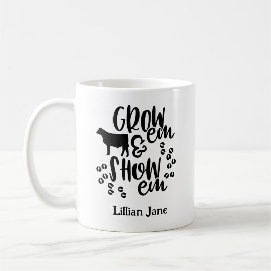 Show Heifer Custom Name Kaffeetasse (Links)