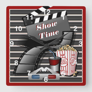 Show Time Movie Theater Quadratische Wanduhr