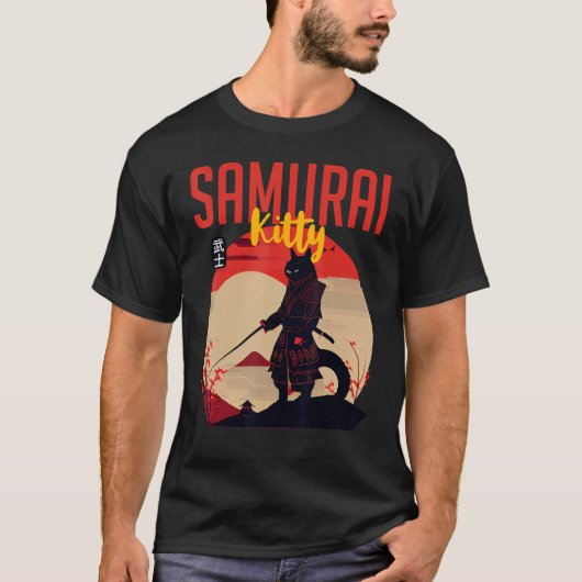 Show Your Feline Side Custom Samurai Kitty T-Shirt (Vorderseite)