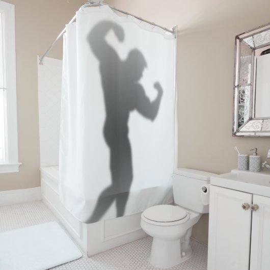 Show-Zeit - lustige Bodybuilder-Mann-Silhouette Duschvorhang (Beispiel)