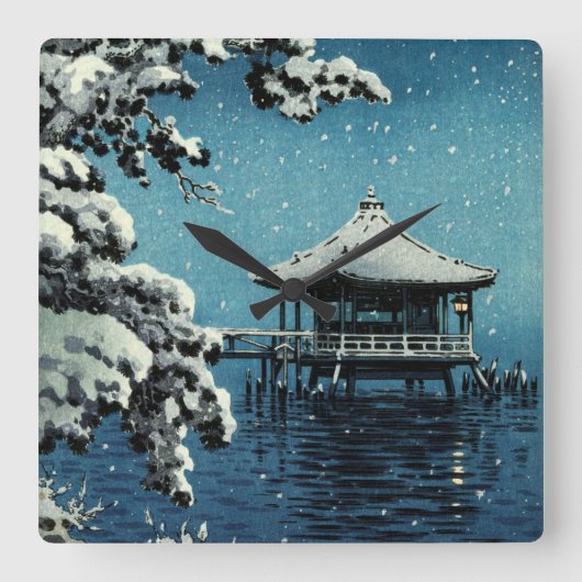 Showa Era, Winter von Tsuchiya Koitsu Quadratische Wanduhr (Vorderseite)
