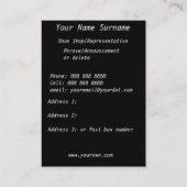 Showbusiness-Visitenkarte Visitenkarte (Rückseite)