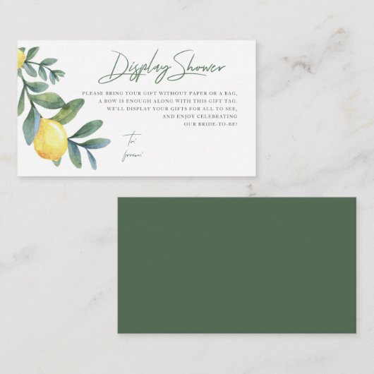 Showcard, No Wrap, Lemon Brautparty Begleitkarte (Vorne/Hinten)
