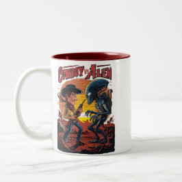 Showdown bei Sundown - Cowboy vs. Alien Zweifarbige Tasse
